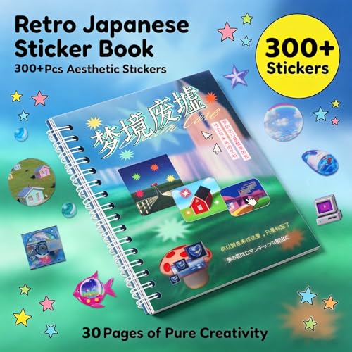 Tmtains 30 Sheets Japanese Sticker Book for Scrapbook 300+Pcs Heisei Retro Vintage Korean Stickers for Journaling Aesthetic Japanese Sticker Book for Adults DIY Junk Journal Gifts (Dream Ruins) - color: Green
