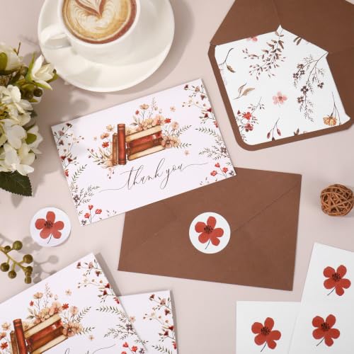 Whaline 24 Pack Storybook Thank You Cards with Envelopes Stickers, Brown - color: Brown