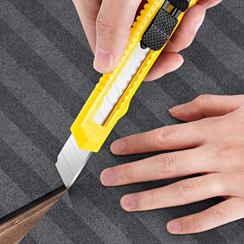 DIYSELF 14 Pack Box Cutter Retractable, 18mm Box Knife, Utility Knife Retractable with Snap Off Blade, Box Opener for Home, Cutter Knives for Cardboard, Art, Craft - color: Yellow, size: 14 Pack