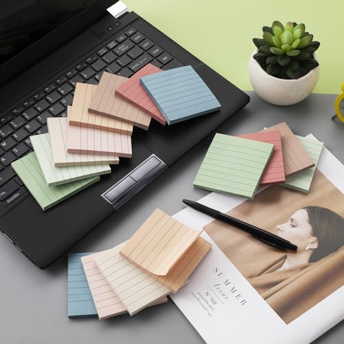 (16 Pack) Lined Sticky Notes 3x3 in Ruled Stickies,Vintage Colors