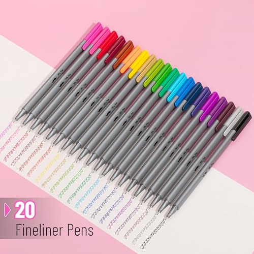 Mr. Pen- Colored Fineliner Pens, 20 Pack, 0.4mm Fine Point - color: Assorted Colors, size: 20 Pack