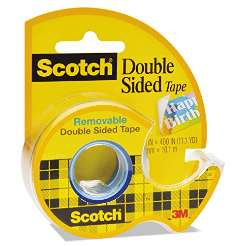 Scotch Double-Sided Removable Tape with Dispenser, 3/4-Inch x 400-Inch, Clear – 1-Pack