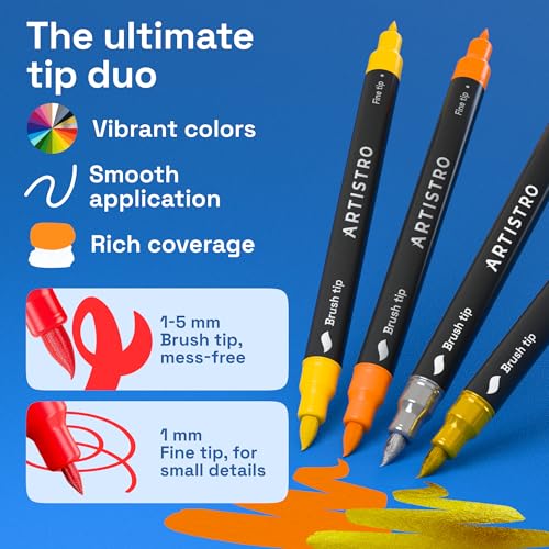 ARTISTRO 24 Dual-Tip Acrylic Paint Marker Pens for Drawing - color: Multicolor, size: 24