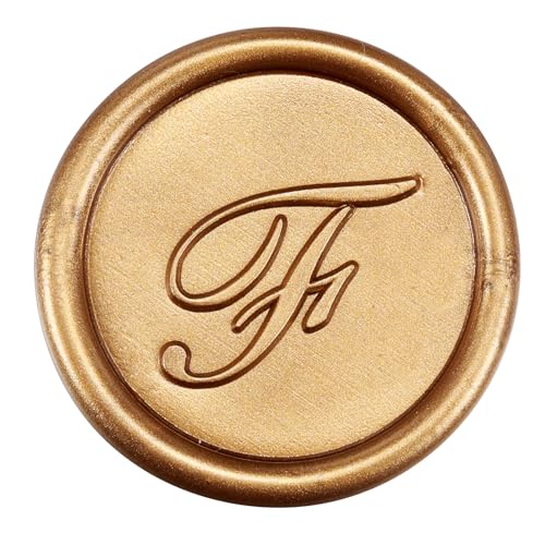 Yoption Handwritten Initial Alphabet Wax Seal Stamp, Letter F | Brass Head and Wooden Handle Sealing Stamp for Wedding Invitations, Envelopes, Christmas Cards, Gift Wrapping, Snail Mails - style: F