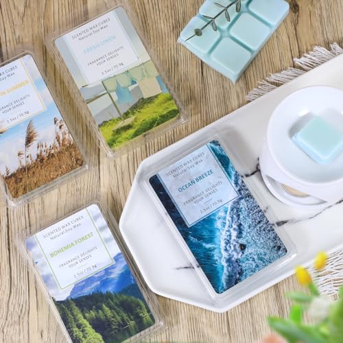 STRN Scented Wax Melts Soy Wax Cubes Long Lasting Scent for Home, 4 Packs - color: Yellow+blue