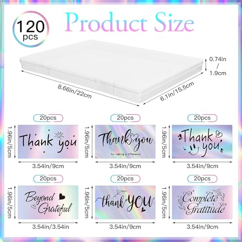 Thank You Cards Small Business, 120 Pcs Business Thank You Cards Bulk, 6 Styles Small Blank Greeting Appreciation Card, Holographic Thank You Notes for Business Customer Teacher Wedding Baby Shower - color: Thank You Cards, size: 120 PCS