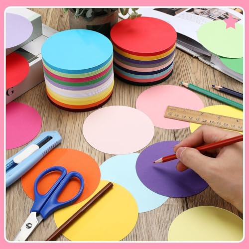 Honoson 1000 Pcs Circle Cutouts Paper 3.9 Inch School Bulletin Board Decor | Assorted Color Circles Round Die Cut Outs for Back to School Teacher Student Chalkboard Wall Decor DIY Craft - style: Round