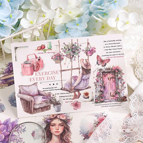 Journal Sticker Book for Adults, 568pcs Pre-Cut Junk Journal Stickers for Scrapbooking Supplies Vintage Washi Stickers for Journaling Aesthetic Scrapbook Supplies for Women, Ephemera Sticker Book - color: The Ghost of Old