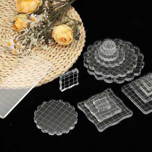 PATIKIL 1.2"x1.2" Acrylic Stamp Block, 6Pcs Clear Stamping Block with Grid Lines Decorative Mounting Blocks Wave for Scrapbooking DIY Crafts Card Making - size: 1.2"x1.2"