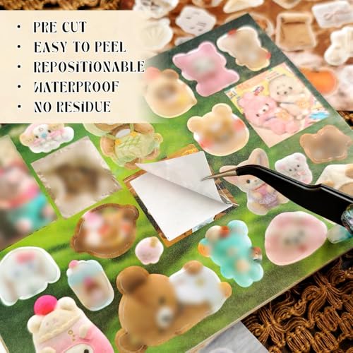 Japanese Kawaii Sticker Book, 30 Sheets, 800 Pieces, INS Style Cute Cartoon Animals, Waterproof for Journaling, Scrapbooking, Planners (2 in 1) - color: Pink Green, style: Art Deco