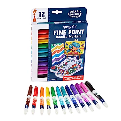 Crayola Fine Point Markers (12ct), No Bleed Fine Tip Markers for Adult Coloring, Art Marker Set, Calligraphy & Drawing Art Supplies - style: Fine Point