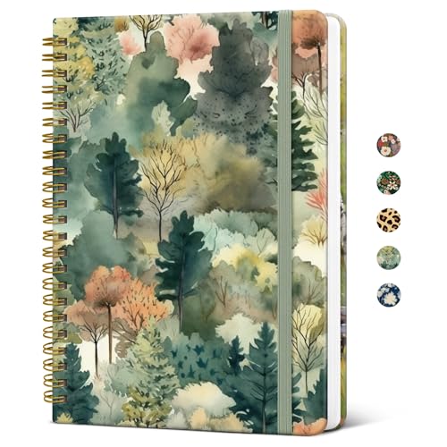 Taja Aesthetic Journal for Women, A5 Hardcover Spiral Notebook, College Ruled Lined Journal for Writing & Note Taking, 140 Pages, Misty Woods - color: G-Misty Woods