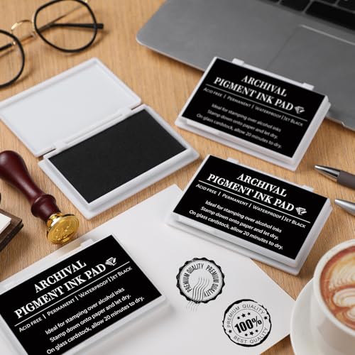 MotiMind 8 Pcs Archival Pigment Waterproof Ink Pad for Stamps, Black - color: Black