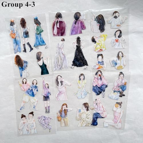 117PCS Vintage PET Stickers,DingDing M6 Total 4 Groups,Mini Pre-Cut,Original Design for Scrapbook,Journal,DIY Crafts & Decoration