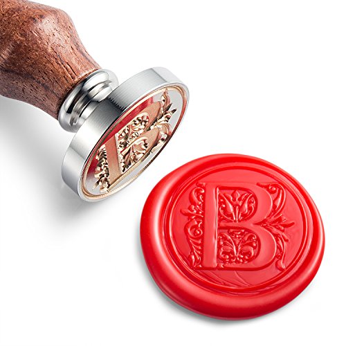 Mceal Wax Seal Stamp, Large Seal 1 1/5"(30mm) Dia, Silver Brass Head with Wooden Handle, Regal Letter A to Z Series (Letter B) - color: B