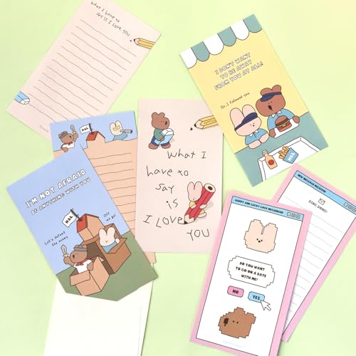 Monolike Happy and Lucky Littles Series.2 Mini Letter Paper and Envelopes Set - 8Type, 32 Letter Paper + 16 Envelopes… - color: Happy and Lucky Littles Series.2