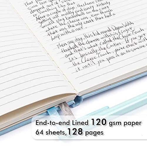 feela 18 Pack Journal Notebook for Work, Business Notebook Bulk Hardcover Lined Writing Journal with Pen Holder for Men Women Note Taking, with 18 Black Pens, 120 GSM, 5.1”x8.3”, A5, Light Blue - color: 18 Light Blue