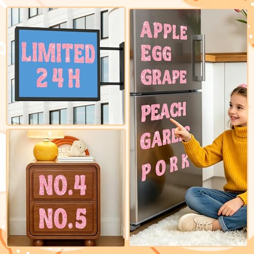 Bulletin Board Letters 129 PCS Glitter Letter Stickers Large 4 Inch, Pink - color: Pink, size: 4 Inch