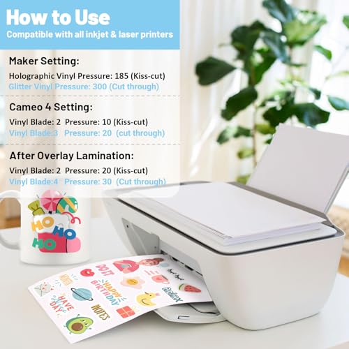 TECKWRAP Printable Vinyl Sticker Paper for Inkjet Printer, Glossy White Inkjet Printable Sticker Paper, 8.26" x 11.69" A4 Size for Craft Cutter, Scrap-booking, Home Decor, 28 Sheets/Pack - color: 28PCS Glossy White