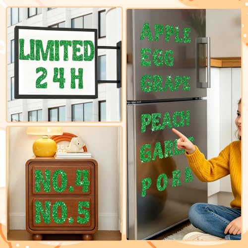 Bulletin Board Letters 74 PCS Glitter Letter Stickers Large 5 Inch, Green - color: Green, size: 5 Inch