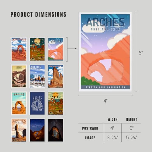 Lantern Press Arches National Park - Postcard Set of 12 Different Original Hand Illustrated Postcards … - color: Arches National Park