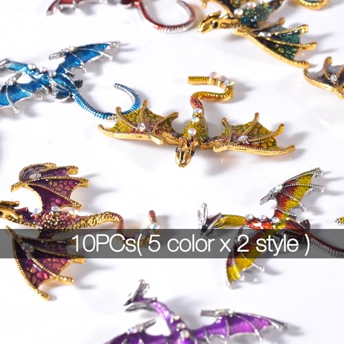 Bulk Gold Enamel Charms for Jewelry Making, Colorful Metal Charms Pendant for Bracelet Necklace and Crafting - color: Dragon MIxed Color
