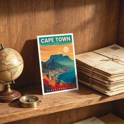 Vintage Travel Postcards from Around the World, Africa Travel Postcards 20 Pack Same Design 4x6 Inch, Retro Scenic Postcard Set Bulk for Mailing, Postcard Exchange, Scrapbooking (South Africa, Cape Town - Table Mountain) - color: South Africa, Cape Town -