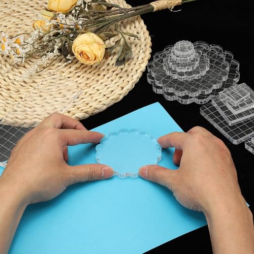 PATIKIL 2"x2" Acrylic Stamp Block, 6Pcs Clear Stamping Block with Grid Lines Decorative Mounting Blocks Square for Scrapbooking DIY Crafts Card Making - size: 2"x2"
