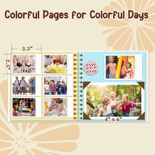 Kids Craft Scrapbook Album 8x8 in, Cream | Spiral bound journal, 20 sheets/40 pages, for drawing writing photos stickers, gift for children - color: Cream, size: 8"x8"