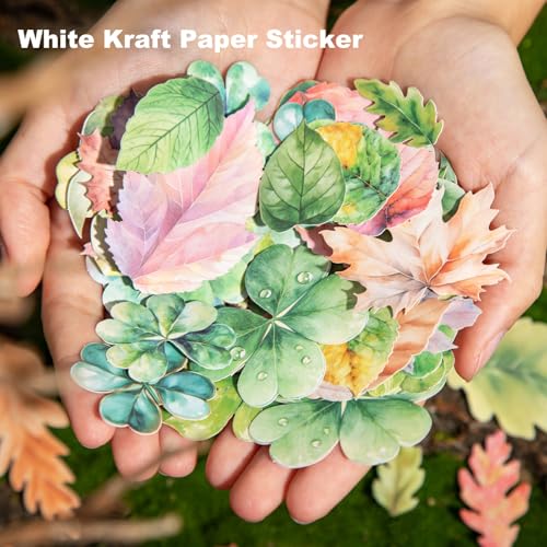 270 Pcs Leaf Stickers for Scrapbooking and Journaling | Colorful monstera, maple, ginkgo and clover leaf designs on paper for journaling, collages and planner crafts - color: Simple Leaves