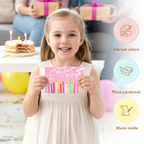 Happy Birthday Cards 48 Bulk Envelopes & Stickers 10x15cm for Kids Friends - color: Birthday 3