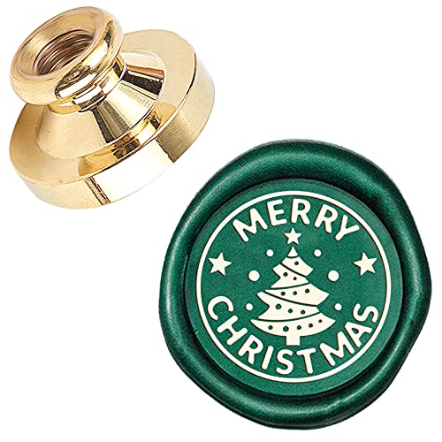 CRASPIRE Merry Christmas Sealing Wax Stamp Christmas Tree Star X'Mas EVE 25mm Replaceable Wax Seal Stamp Brass Head for Invitations Envelopes Cards Holidays - style: tt-Christmas Tree-1