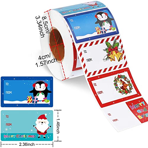 Outus 800 Pcs Christmas Gift Tags to from Labels 8 Styles,Cute Style - style: Cute Style