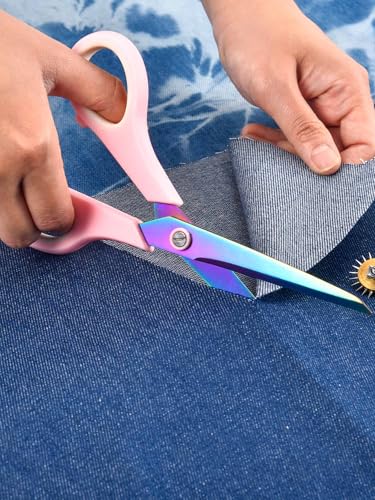 Craft Scissors Set of 4, Sharp Stainless Stee Blades Titanium Coating, Scissors All Purpose for Office School Home Fabric Sewing DIY Art Crafting Cutting, 9.5''/8.5''/6''/5.5'', Pink - color: Pink, size: 9.5'', 8.5'', 6'', 5.5'