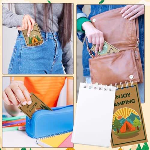 Atiloy 24 PCS Mini Notebooks Bulk for Camping Party Favors Small Pocket Notepad for Camping Journal Spiral Notebook for Work Home Office School Adventure Gifts, 8 Design - style: Adventure