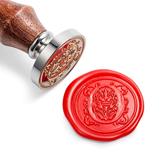 Mceal Wax Seal Stamp, Large Seal 1 1/5"(30mm) Dia, Silver Brass Head with Wooden Handle, Regal Letter A to Z Series (Letter O) - color: O