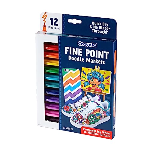 Crayola Fine Point Markers (12ct), No Bleed Fine Tip Markers for Adult Coloring, Art Marker Set, Calligraphy & Drawing Art Supplies - style: Fine Point