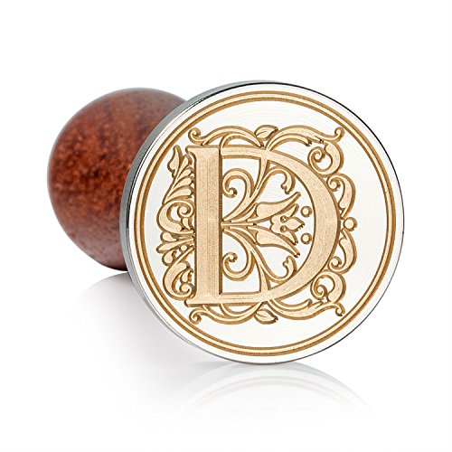 Mceal Wax Seal Stamp, Large Seal 1 1/5"(30mm) Dia, Silver Brass Head with Wooden Handle, Regal Letter A to Z Series (Letter D) - color: D