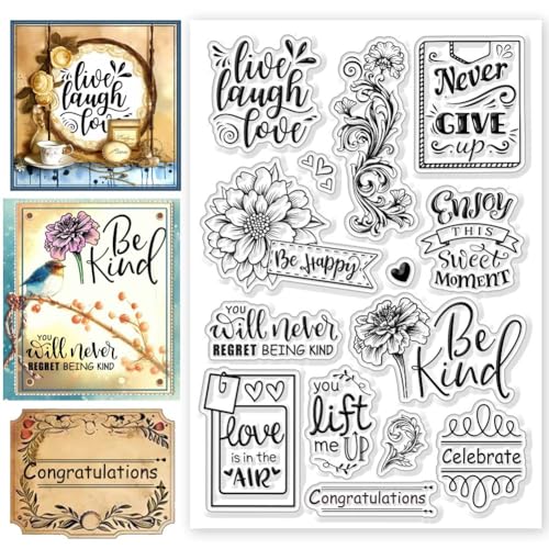 CHGCRAFT Flowers Blessings Clear Stamps Plants Transparent Stamps Silicone Clear Stamp Seals for DIY Scrapbooking Photo Album Decoration, 4.3x6.3 inch - style: Flowers Blessings