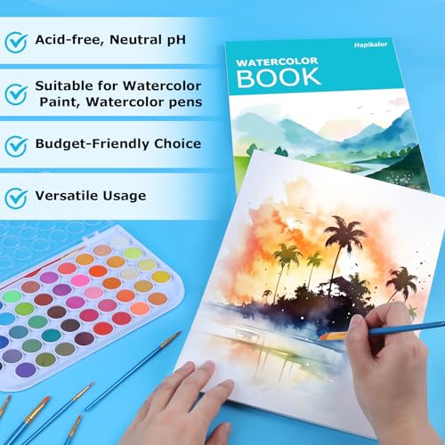 Hapikalor 2-Pack 9"x12" Watercolor Paper, 140lb/300g Water Color Paper Teal - color: Teal, size: 9" x 12"(Pack of 2) Pad