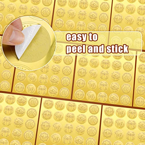 Chinco 500 Pieces Gold Embossed Envelope Seals Stickers Adhesive Seal Stickers Vintage Embossed Foil Certificate Kit Plant DIY Labels for Wedding Invitations Envelopes, 5 Patterns(Insect Style) - style: Insect Style