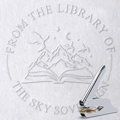 Silver Book Embosser Kit for Wedding Invitations, Journals Decor, Library Embosser Stamp Tool with Storage Box & 10 Pcs Gold Stickers, Gift for Book Lovers(Sky Sovereign) - size: Dragon Design-3