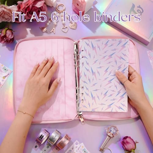 100 Sheets Kpop A5 Planner Inserts - 120GSM Thick Pink Purple Music Refill Paper for A5 6-Ring Binder, 6 Hole Loose Leaf Sheets for K-Pop Fans Journal Diary Notebook Budget Creative Planning - color: Kpop