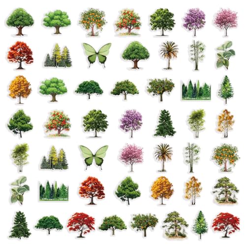 50 Pcs Waterproof Nature Stickers Aesthetic for Planners - style: forest tree