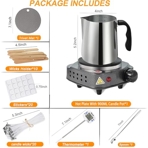 BBAXI Candle Making kit with Hot Plate with Anti-hot and Wax Melter