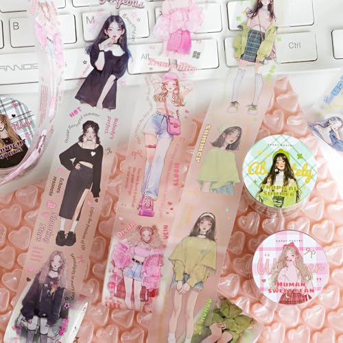 Alideco 6pcs Decorative Adhesive Tapes Cute Salt Cartoon Girl PET Tape Great for Bullet Journal Supplies, Arts, Scrapbook, DIY Crafts, Planners (xindongshike) - color: xindongshike