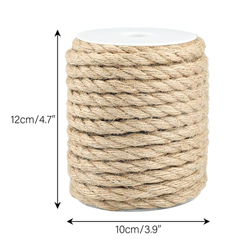 jijAcraft 10mm Jute Rope,50 Feet Natural Heavy Duty Jute Twine Rope,Strong Hemp Rope,Brown 3/8 Inch Thick Decorative Jute Rope for Crafts,Cat Scratching Post,Gardening,Bundling,Swing,Home Decorating - size: 10mm x 50 feet