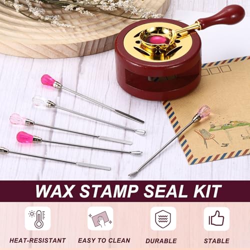 PATIKIL Wax Stamp Seal Kit, Wax Seal Kit Include Sealing Warmer, Melting Spoon, Candle, Flat Stick, Retro Melt Stove Pot Furnace Tool for Envelope Letter Mailing Crafts DIY, Blue - color: Dark Blue