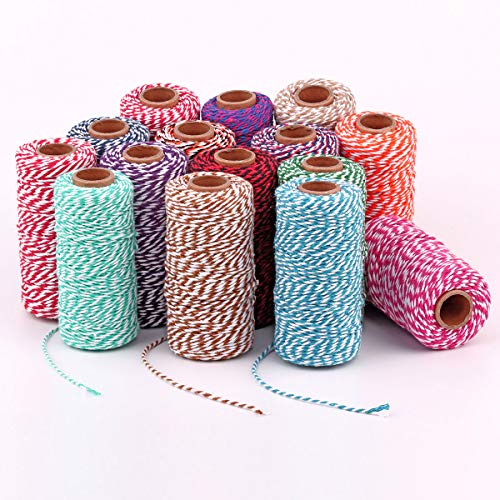 Cotton Twine String Bakers Rope: 2 Roll Twines for Crafts Gift Wrapping - 656 Feet Red Black Twine for Kitchen Cooking - color: 08 Red Black