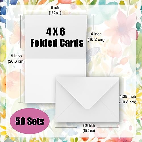 ANSSDO 50 Packs Blank Watercolor Cards with Envelopes, 4x6 Inch - size: 4" x 6"